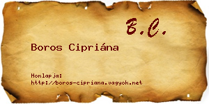 Boros Cipriána névjegykártya